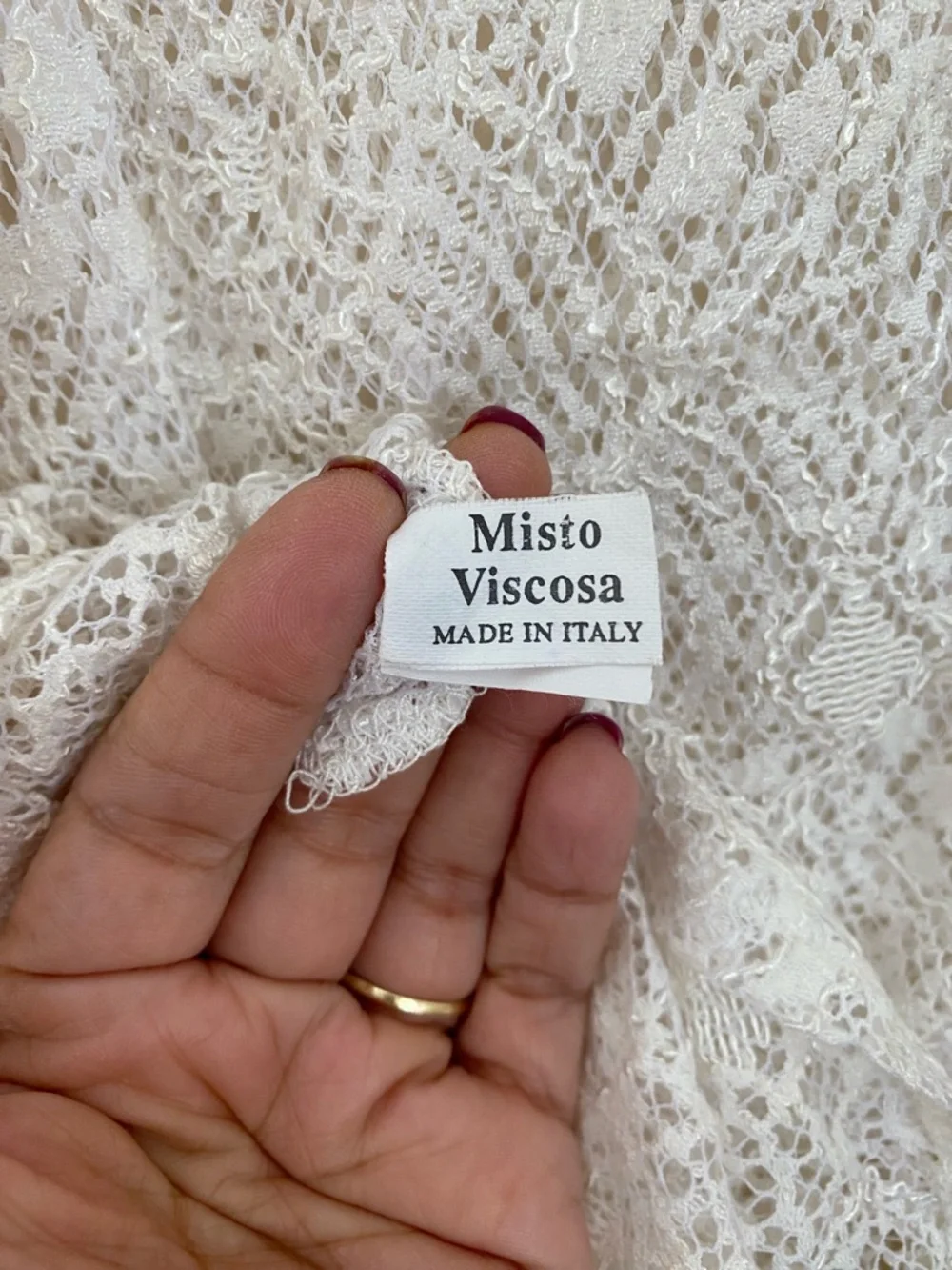 Made in Italy White Lace Button-Up Blouse with Contrast Collar size XL - Picture 6 of 13